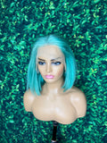 16 inch Lake Blue 13x4 Lace Front Wig 180% Density
